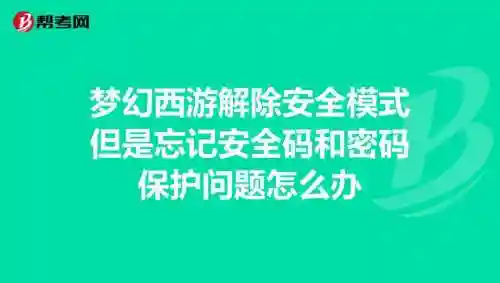 梦幻西游安全模式密码忘了插图1