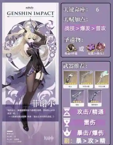 原神菲谢尔主C阵容搭配，原神菲谢尔能做主c吗插图